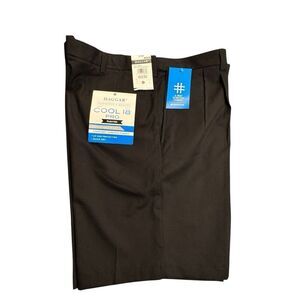 NWT Haggar 42W Cool 18 Pro Shorts Black Men Chino Expandable Waist Golf Preppy